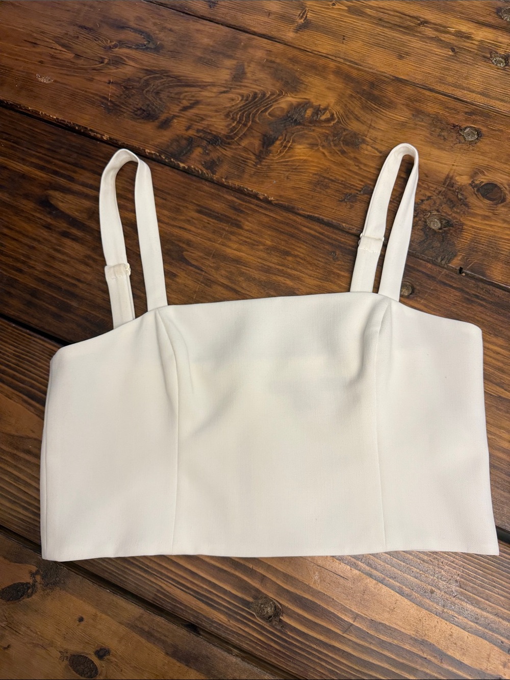 French Connection White Square Neck Crop Top with Adjustable Straps. Size 8. EUC